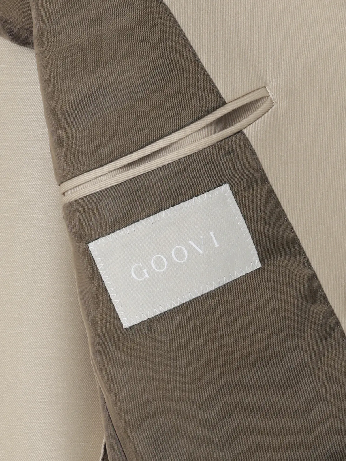 GOOVI/ダブルブレストジャケット/ウールモヘアギャバジン/無地 ベージュ 1