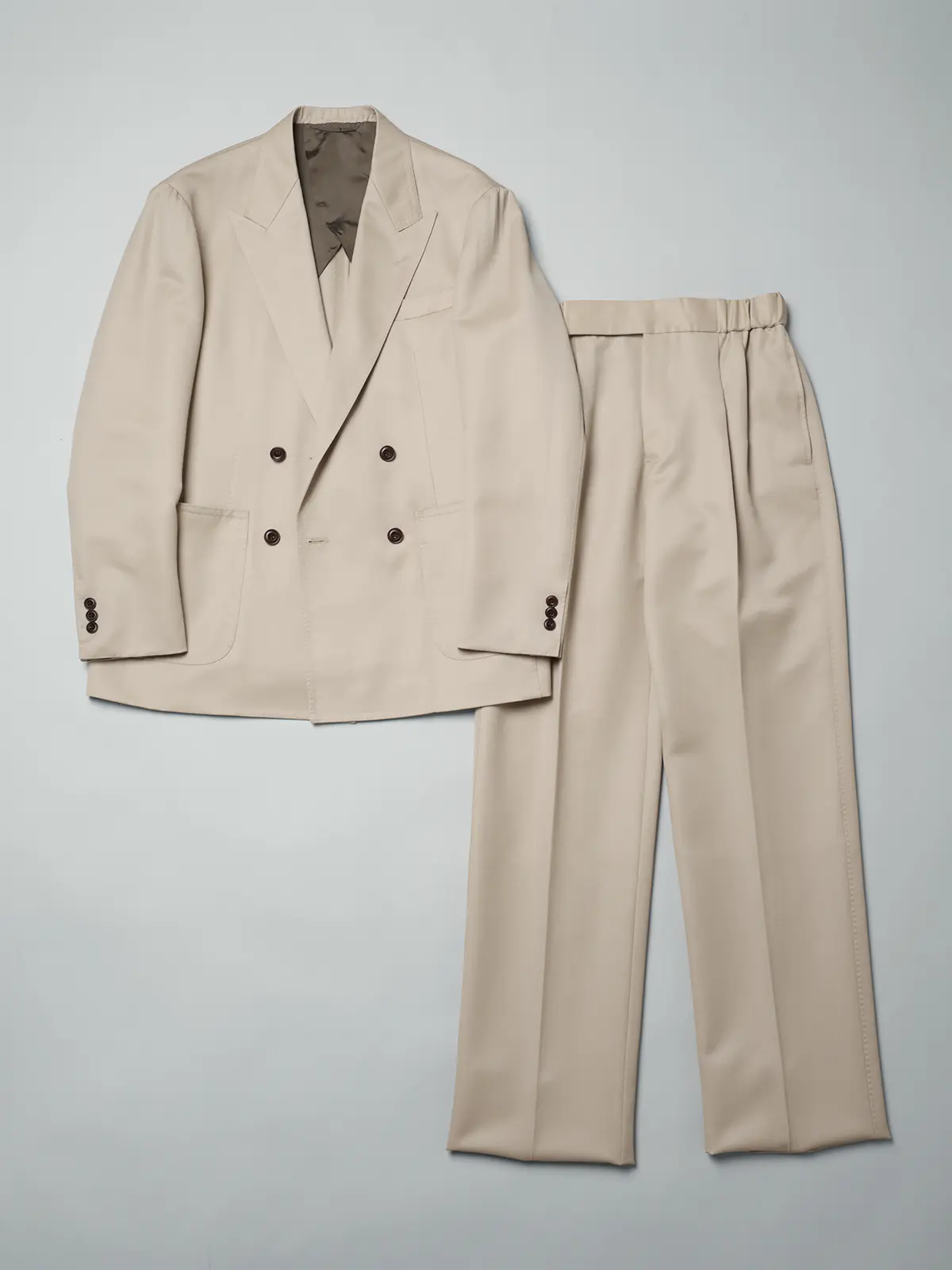 GOOVI/ダブルブレストジャケット/ウールモヘアギャバジン/無地 ベージュ 1