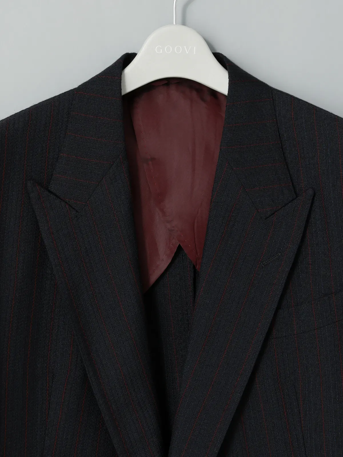 GOOVI／ダブルブレストジャケット／ウールモヘア／カラーストライプ ネイビー 1