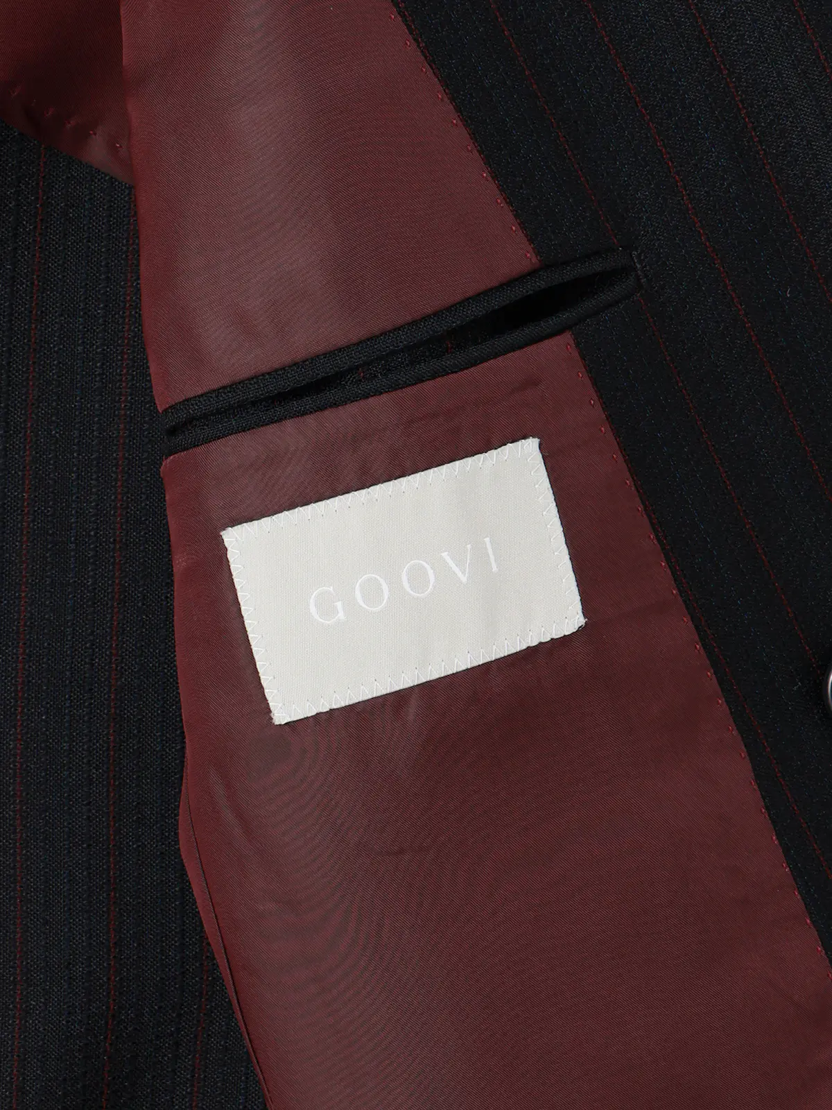 GOOVI／ダブルブレストジャケット／ウールモヘア／カラーストライプ ネイビー 1