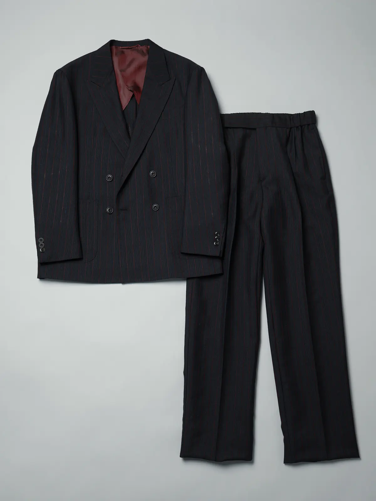 GOOVI／ダブルブレストジャケット／ウールモヘア／カラーストライプ ネイビー 1