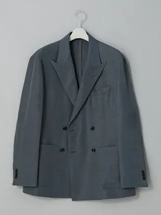 GOOVI／ダブルブレストジャケット／ナイロンリネン／ヴィンテージギャバジン／無地