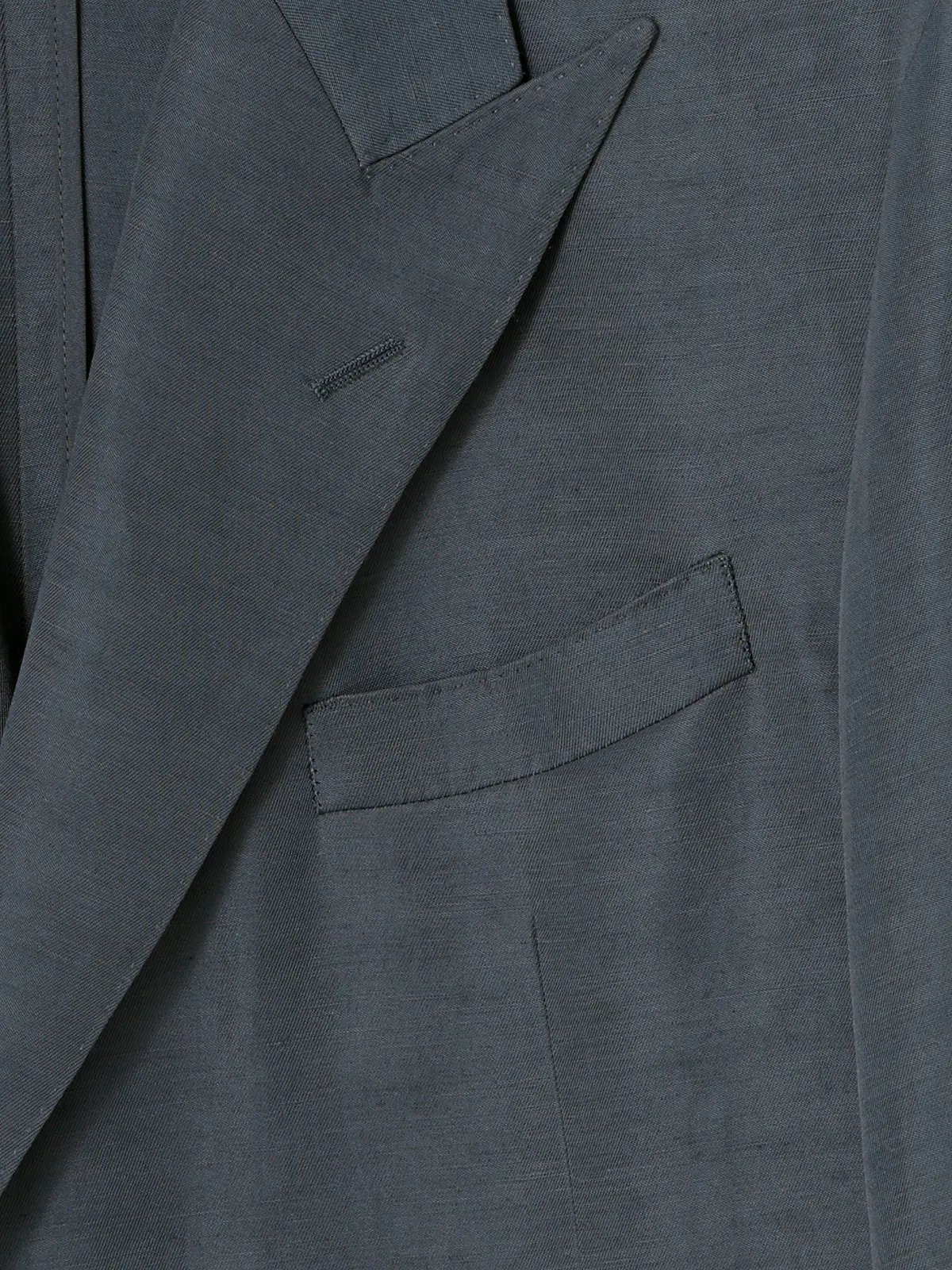 GOOVI／ダブルブレストジャケット／ナイロンリネン／ヴィンテージギャバジン／無地 ブルー 0