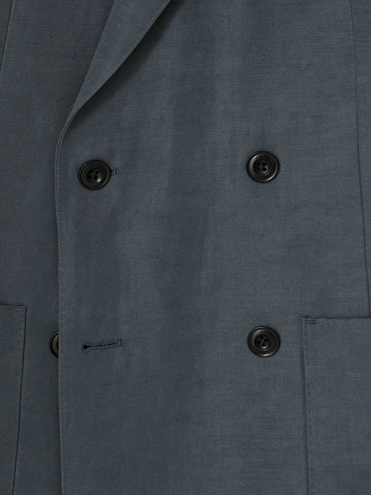 GOOVI／ダブルブレストジャケット／ナイロンリネン／ヴィンテージギャバジン／無地 ブルー 0