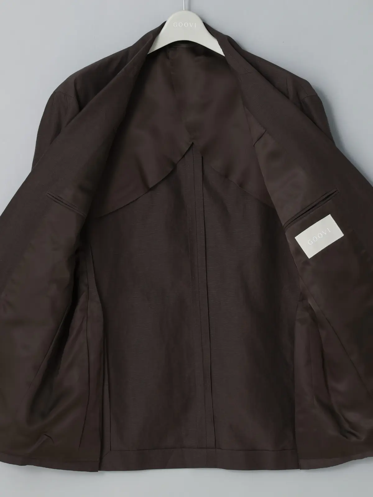 GOOVI／ジャケット／キュプラリネンコットングログラン／織柄 ブラウン 0