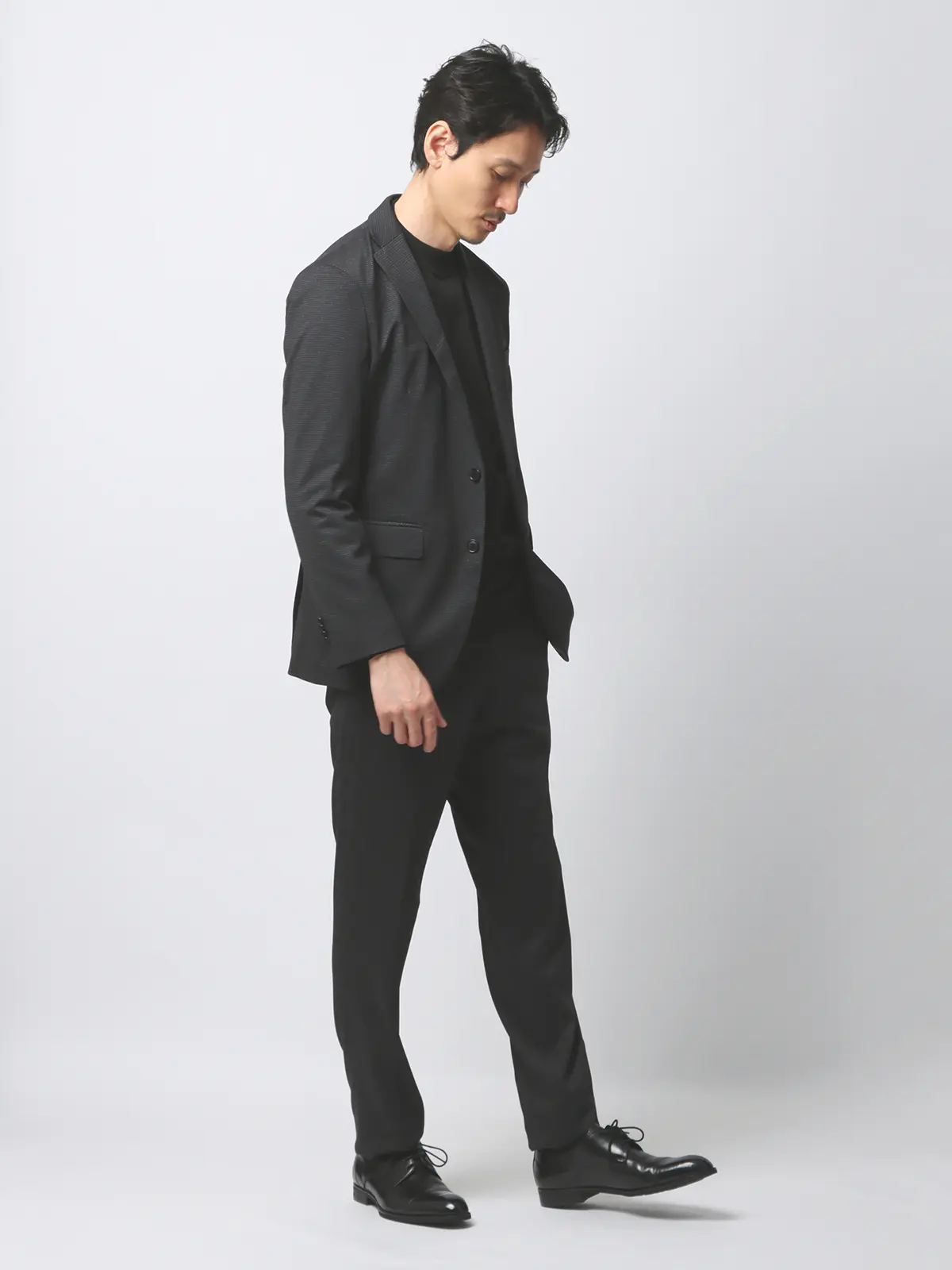 最高ジャケット／ウォッシャブル／NONIRON／ストレッチ／ハウンドトゥース／CB06 グレー系 S