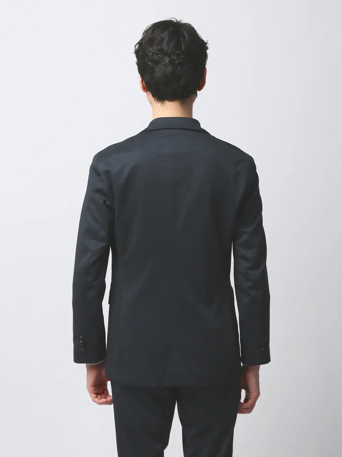 最高ジャケット／ウォッシャブル／NONIRON／ストレッチ／ハウンドトゥース／CB06 ネイビー系 S