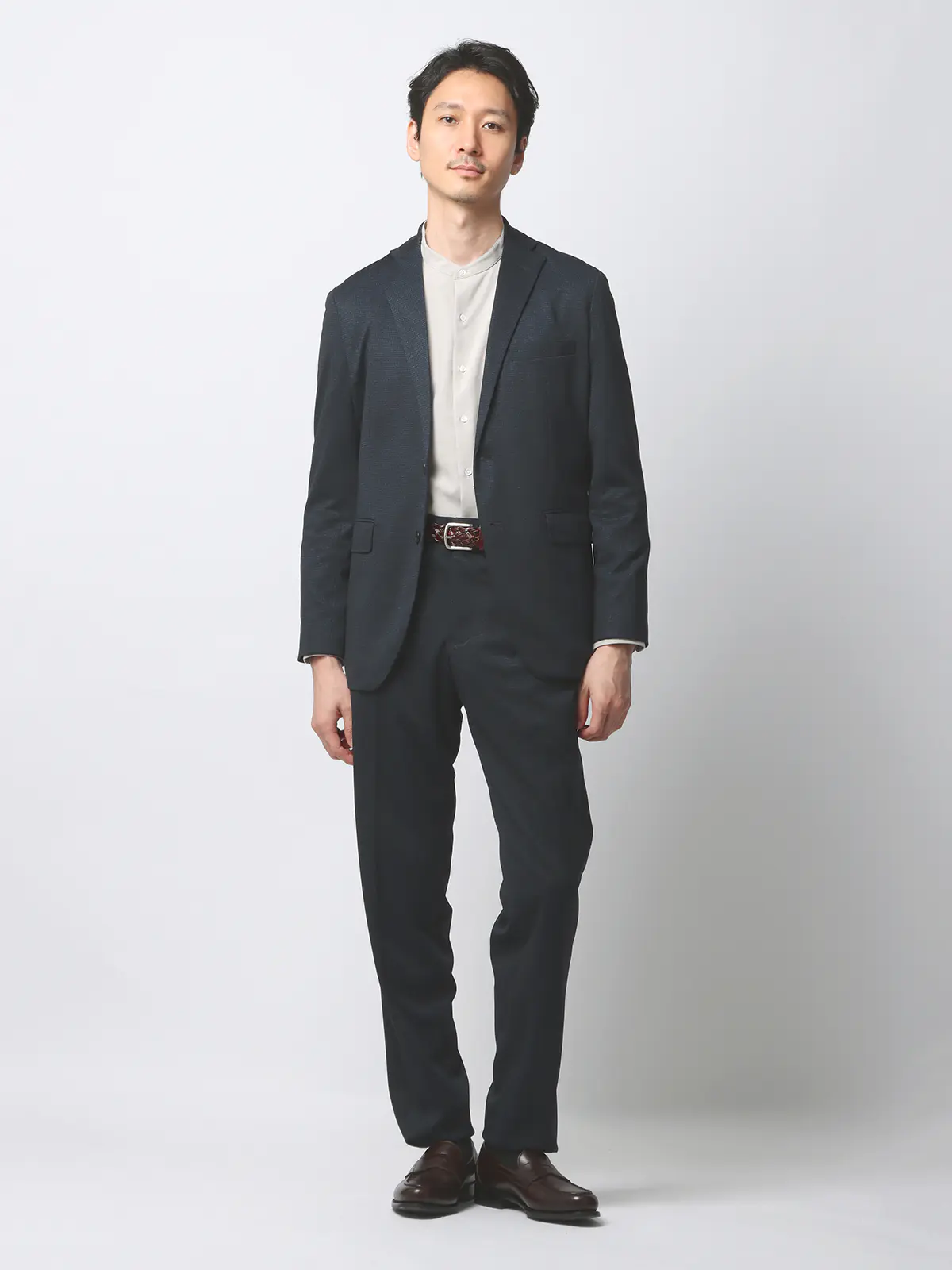 最高ジャケット／ウォッシャブル／NONIRON／ストレッチ／ハウンドトゥース／CB06 ネイビー系 S
