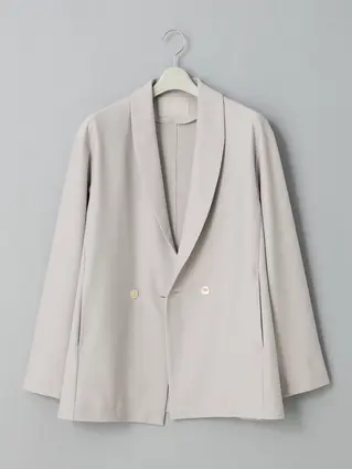 GOOVI／ダブルショールカラージャケット／ウォッシャブル／ストレッチ／トリコットシアサッカー