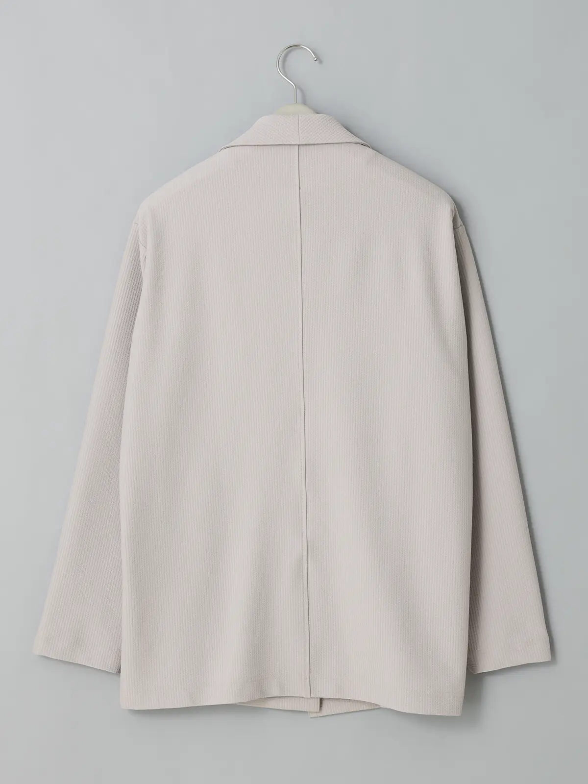 GOOVI／ダブルショールカラージャケット／ウォッシャブル／ストレッチ／トリコットシアサッカー ライトグレー 0