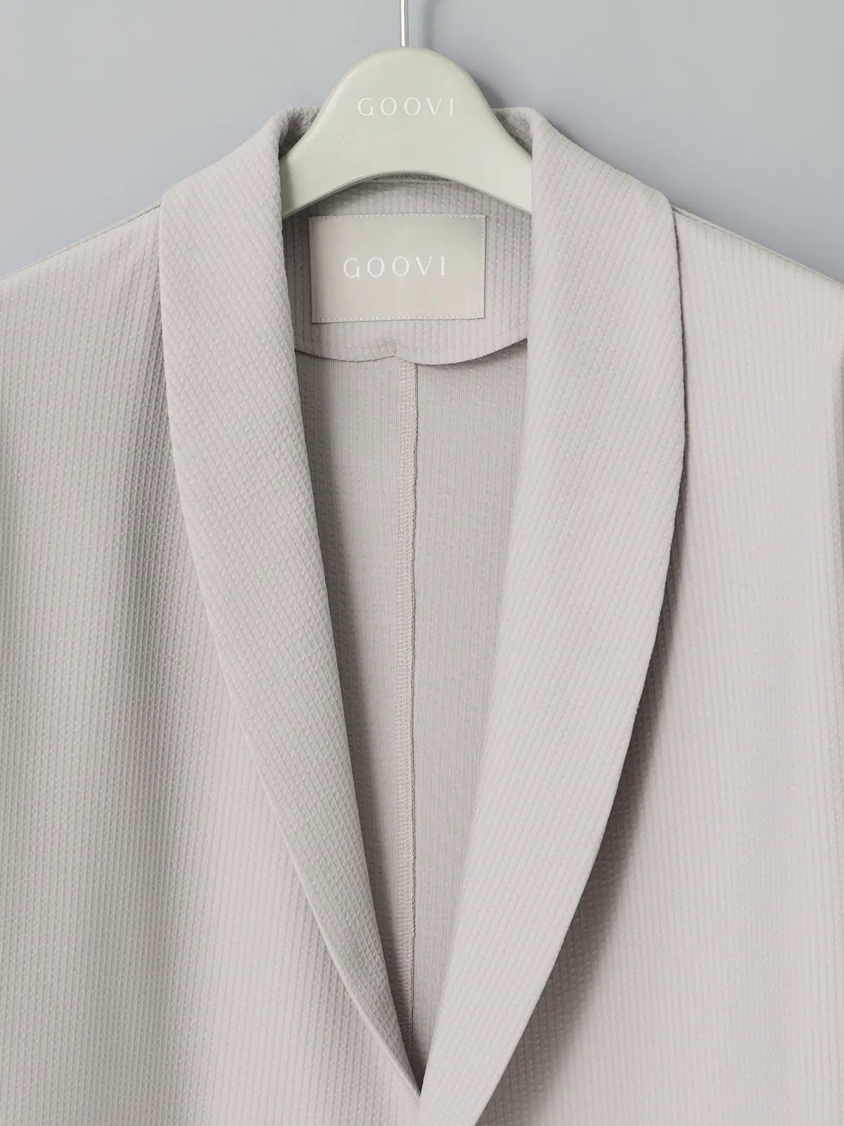 GOOVI／ダブルショールカラージャケット／ウォッシャブル／ストレッチ／トリコットシアサッカー ライトグレー 0