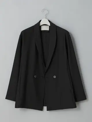 GOOVI／ダブルショールカラージャケット／ウォッシャブル／ストレッチ／トリコットシアサッカー