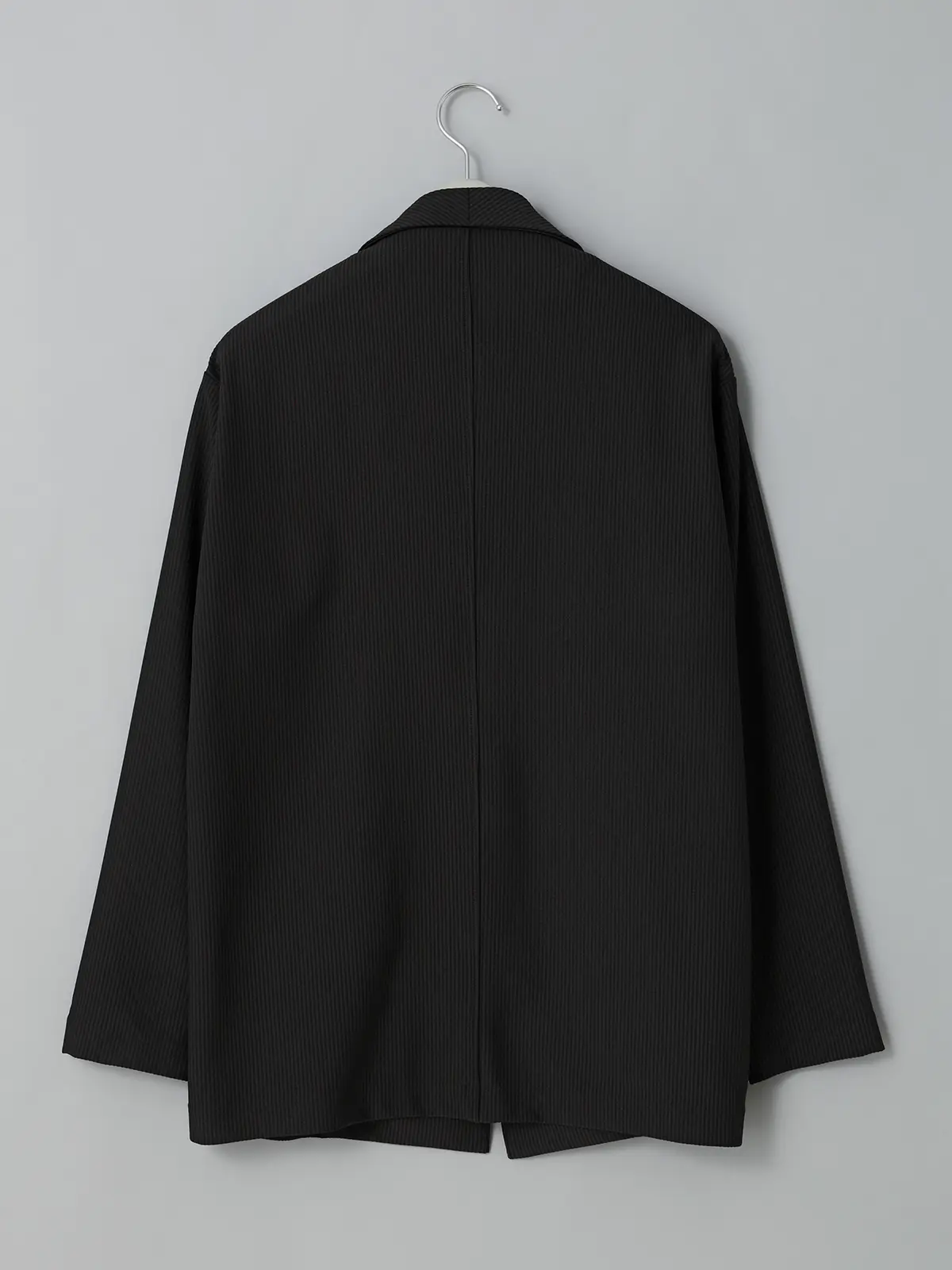 GOOVI／ダブルショールカラージャケット／ウォッシャブル／ストレッチ／トリコットシアサッカー ブラック 0