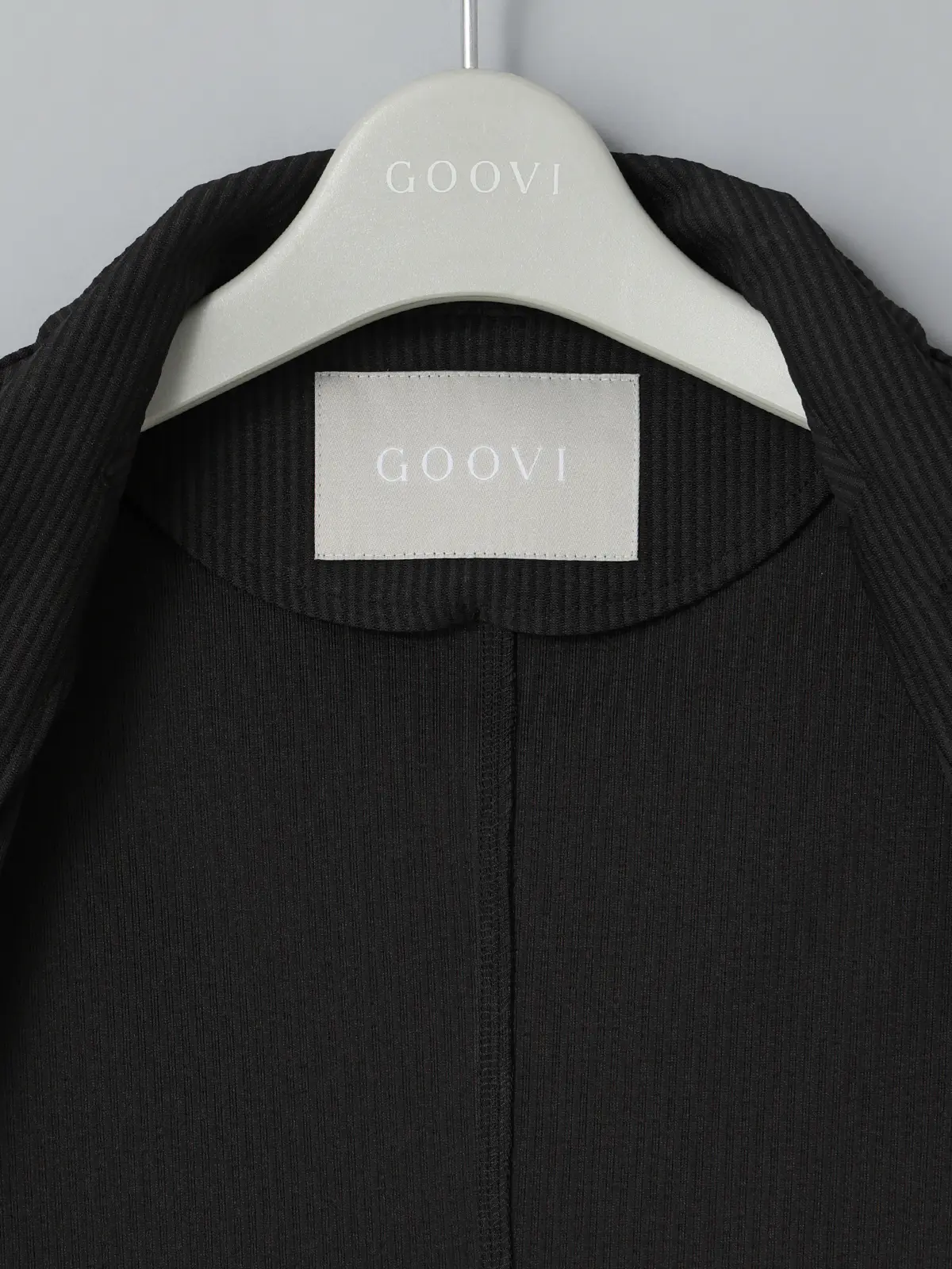 GOOVI／ダブルショールカラージャケット／ウォッシャブル／ストレッチ／トリコットシアサッカー ブラック 0