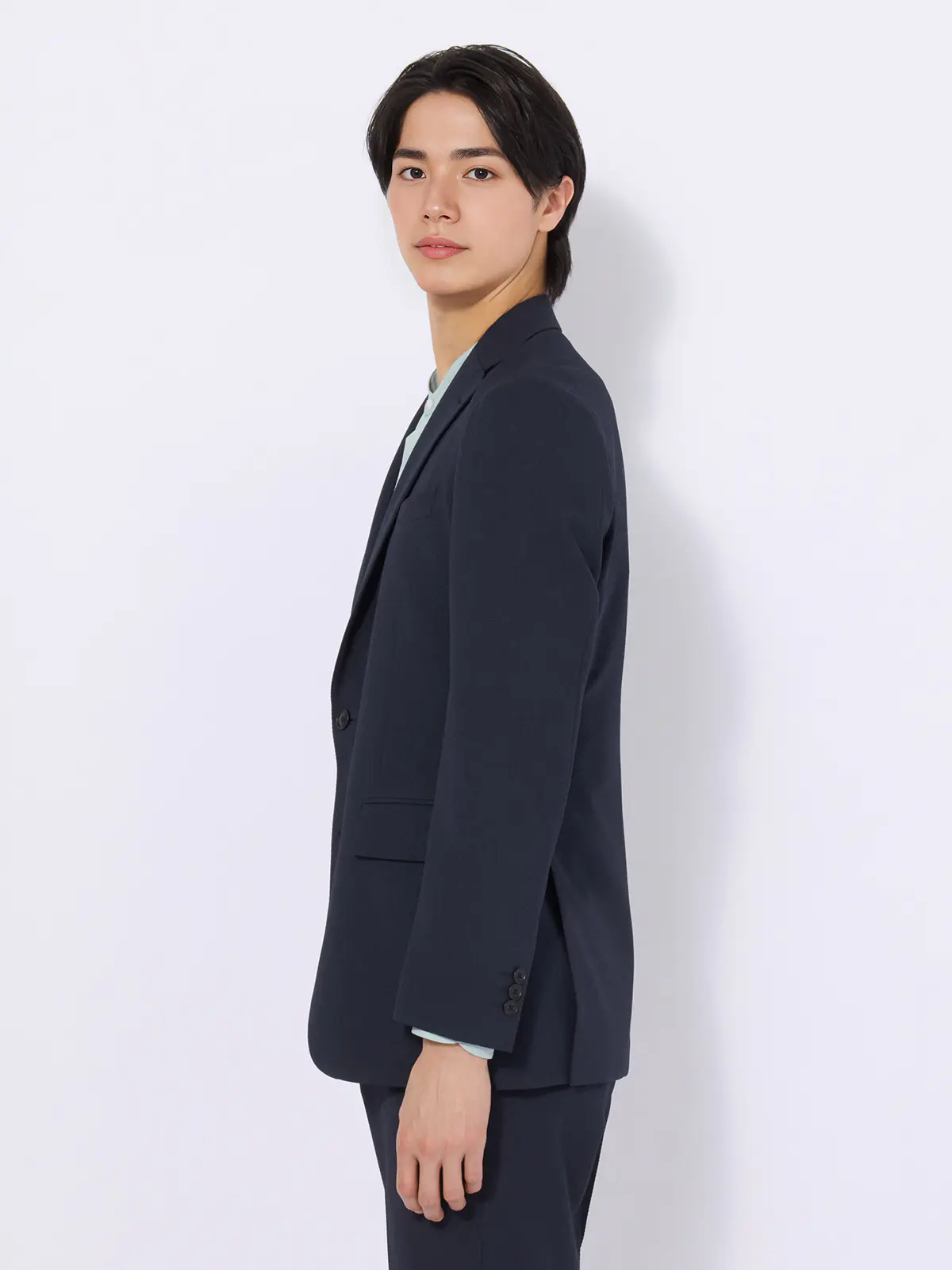 最高ジャケット／ウォッシャブル／ストレッチ／リネンライクポリエステル／CH28 ネイビー S