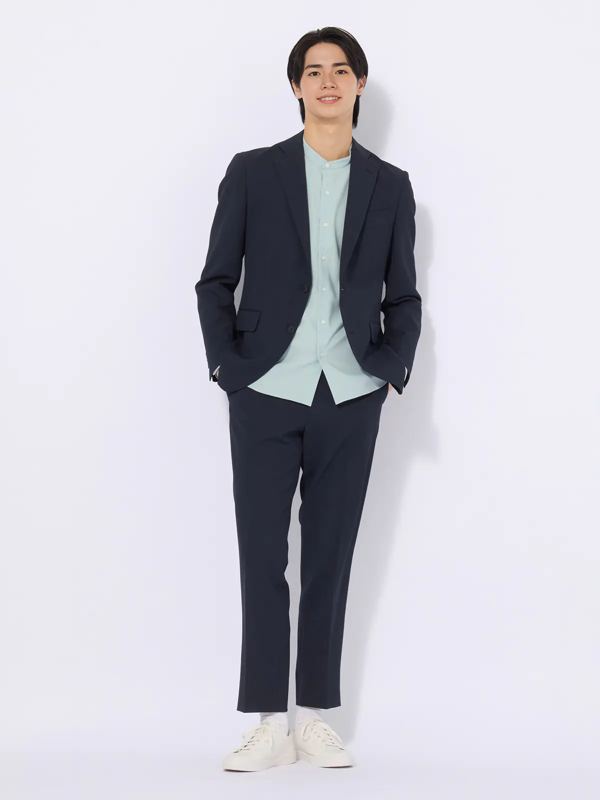 最高ジャケット／ウォッシャブル／ストレッチ／リネンライクポリエステル／CH28 ネイビー S