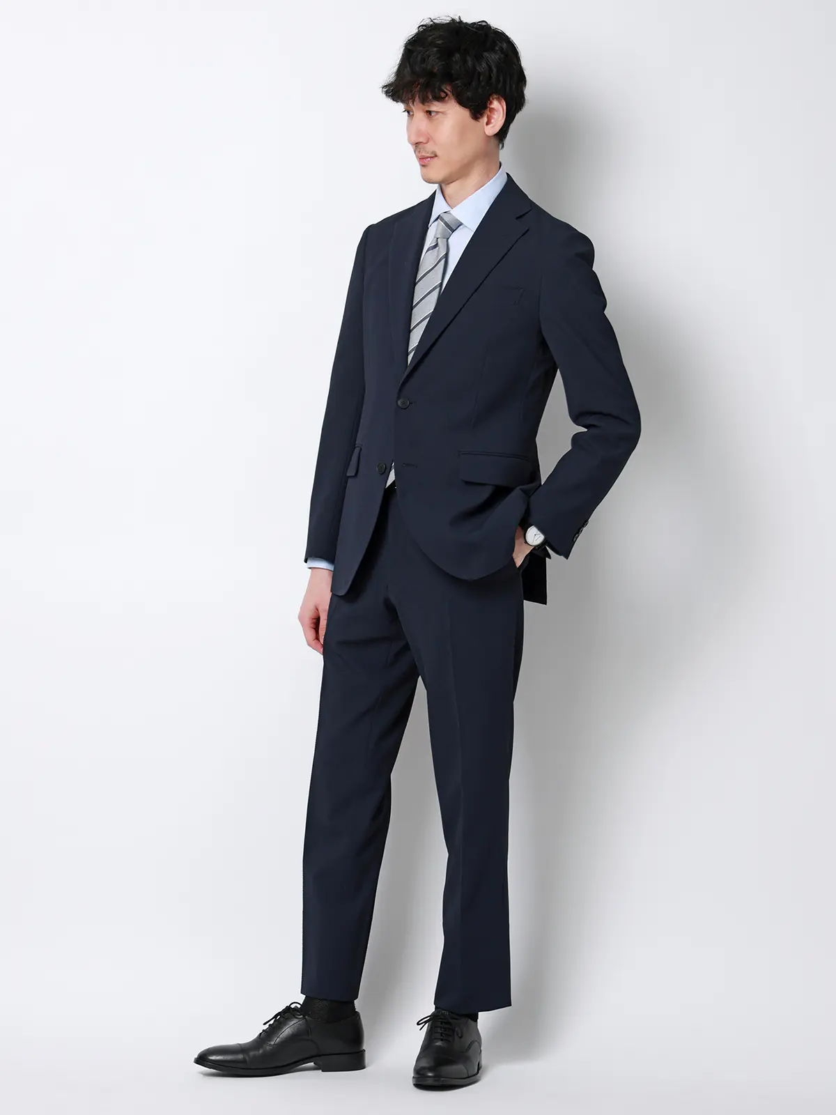 最高ジャケット／ウォッシャブル／ストレッチ／リネンライクポリエステル／CH28 ネイビー S