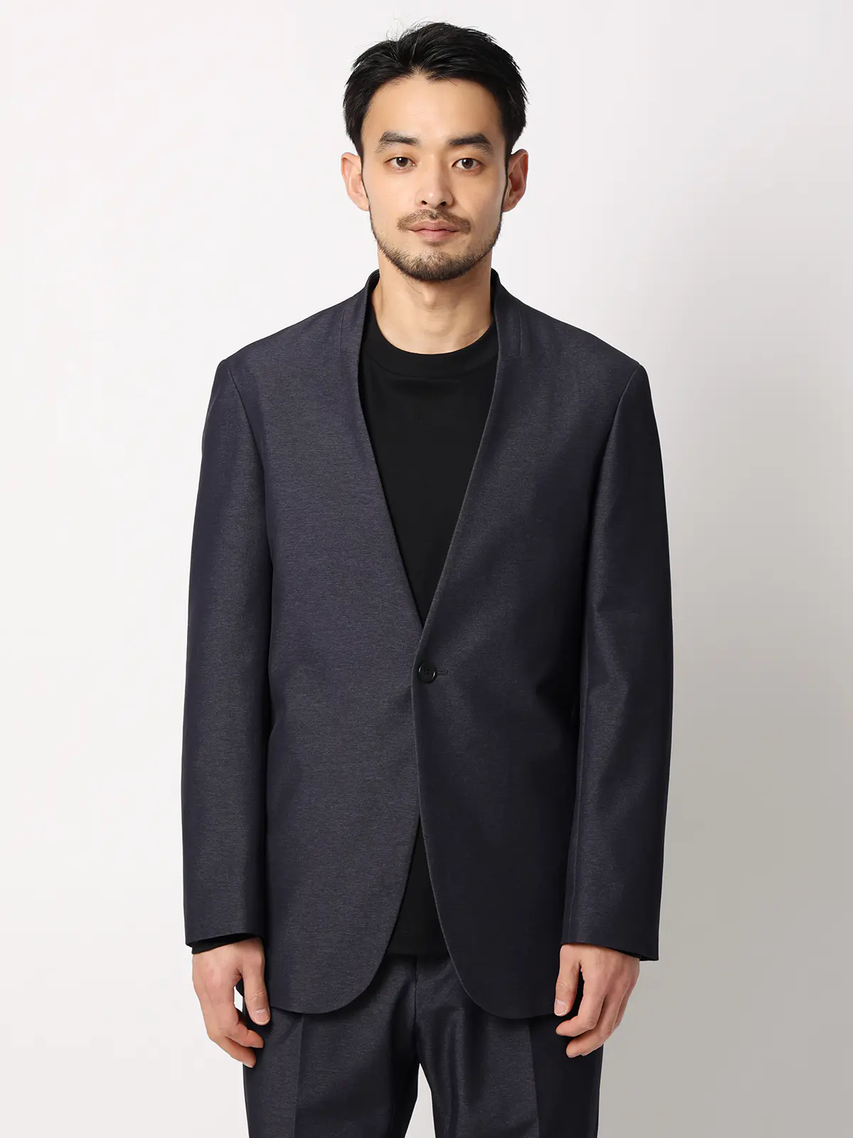 スマみえジャケット／ノーカラー／ウォッシャブル／ストレッチ／CROSS MOVA／SL02-N ネイビー SS