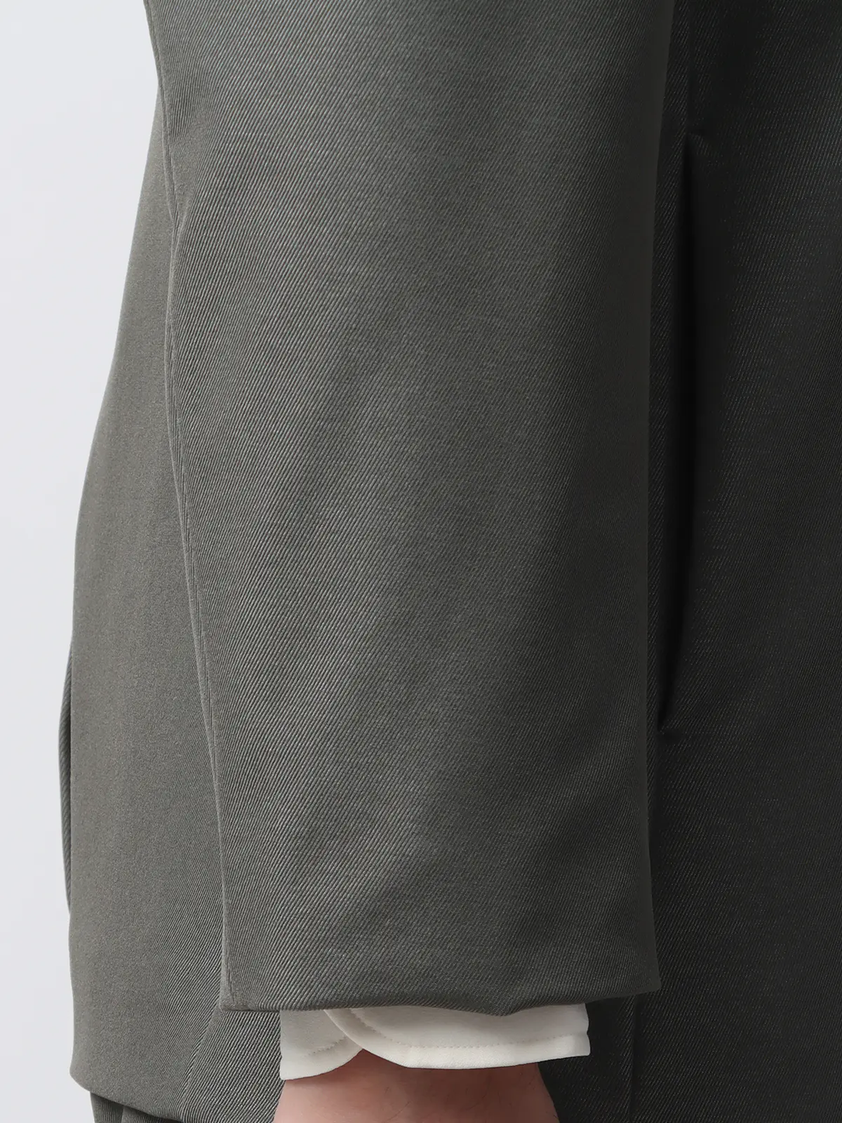 スマみえジャケット/ノーカラー/ウォッシャブル/ストレッチ/CROSS MOVA/SL02-N ライトグレー WideL