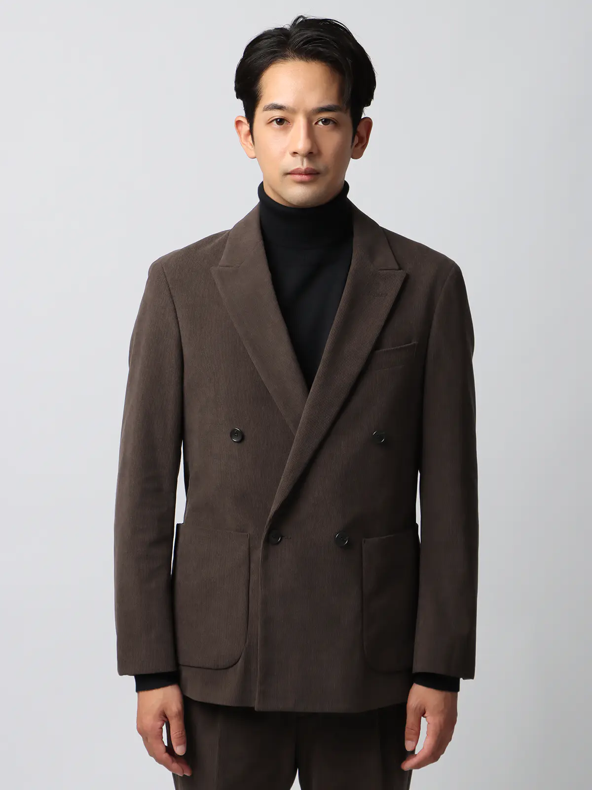 スマみえジャケット/ダブルブレスト/ウォッシャブル/CROSS MOVA/コーデュロイ/SL04 ブラウン SS