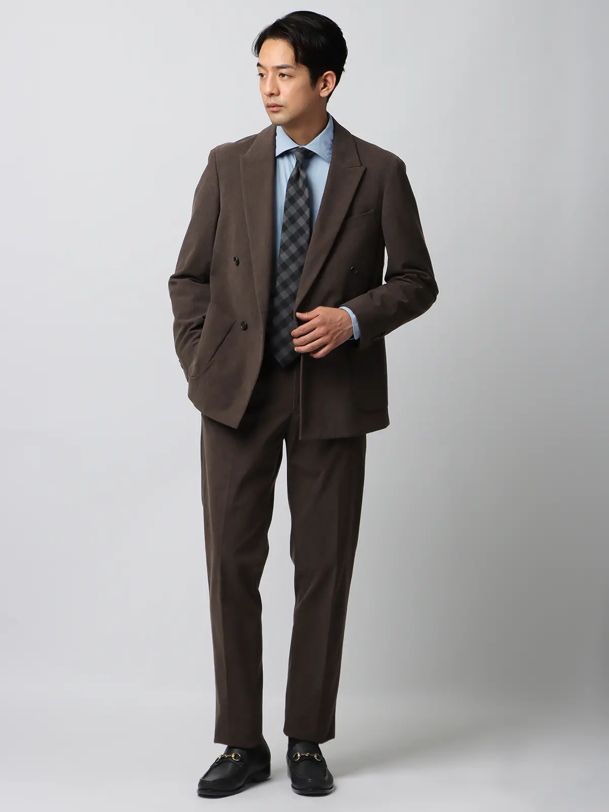 スマみえジャケット/ダブルブレスト/ウォッシャブル/CROSS MOVA/コーデュロイ/SL04 ブラウン SS