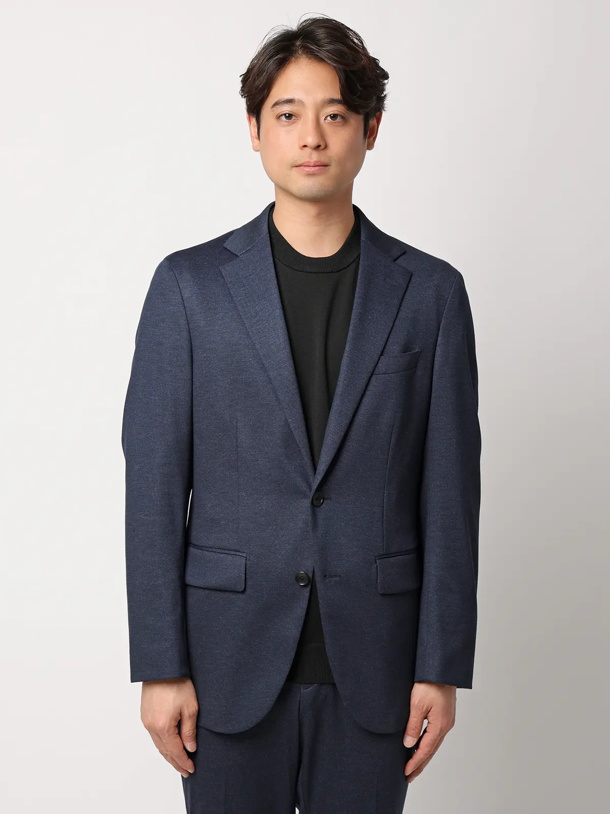 SMACTIVE／ジャケット／ウォッシャブル／ストレッチ／TRジャージー／無地／SL02 ネイビー SS