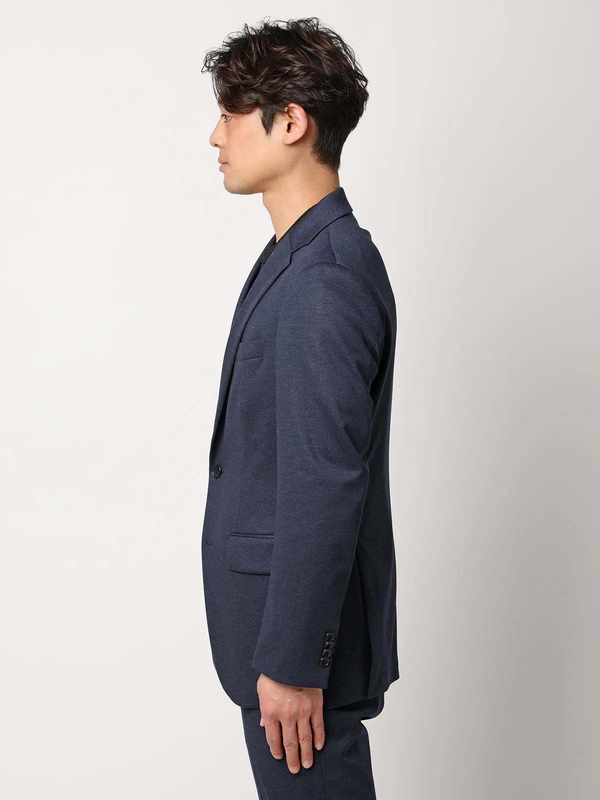 SMACTIVE／ジャケット／ウォッシャブル／ストレッチ／TRジャージー／無地／SL02 ネイビー SS