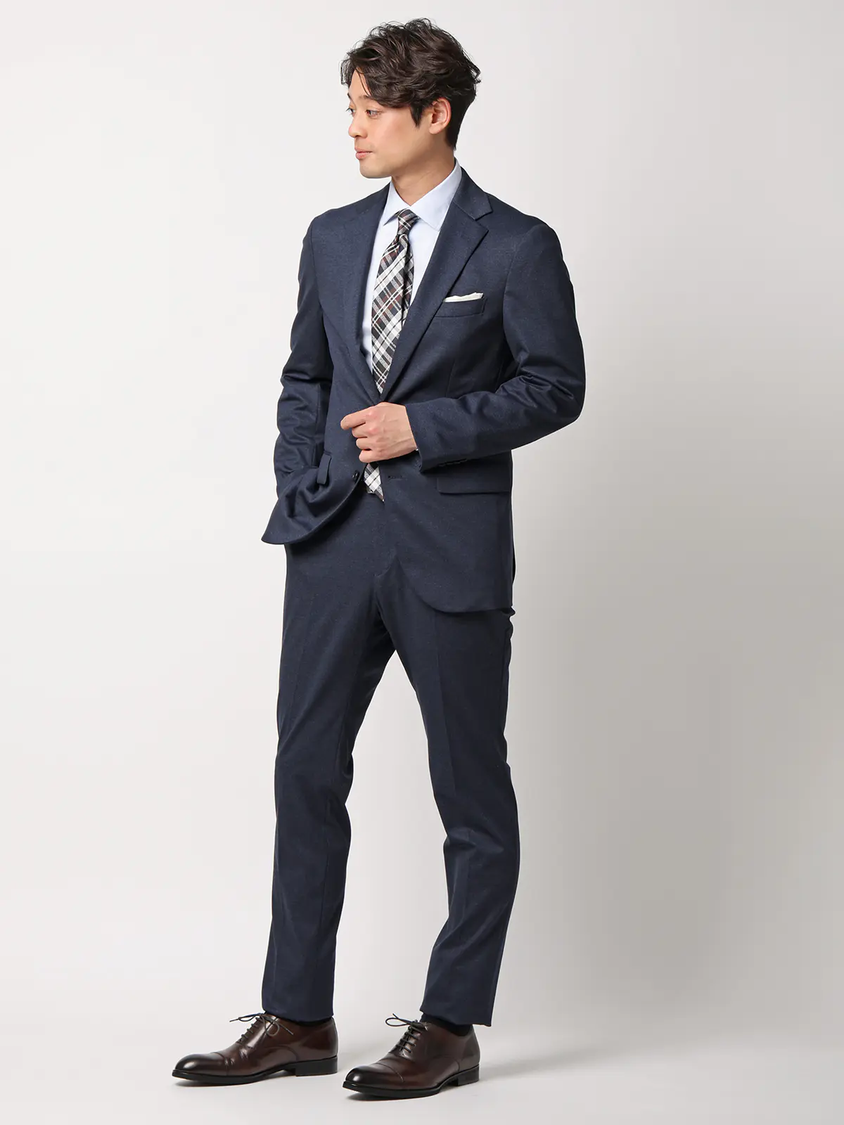 SMACTIVE／ジャケット／ウォッシャブル／ストレッチ／TRジャージー／無地／SL02 ネイビー SS