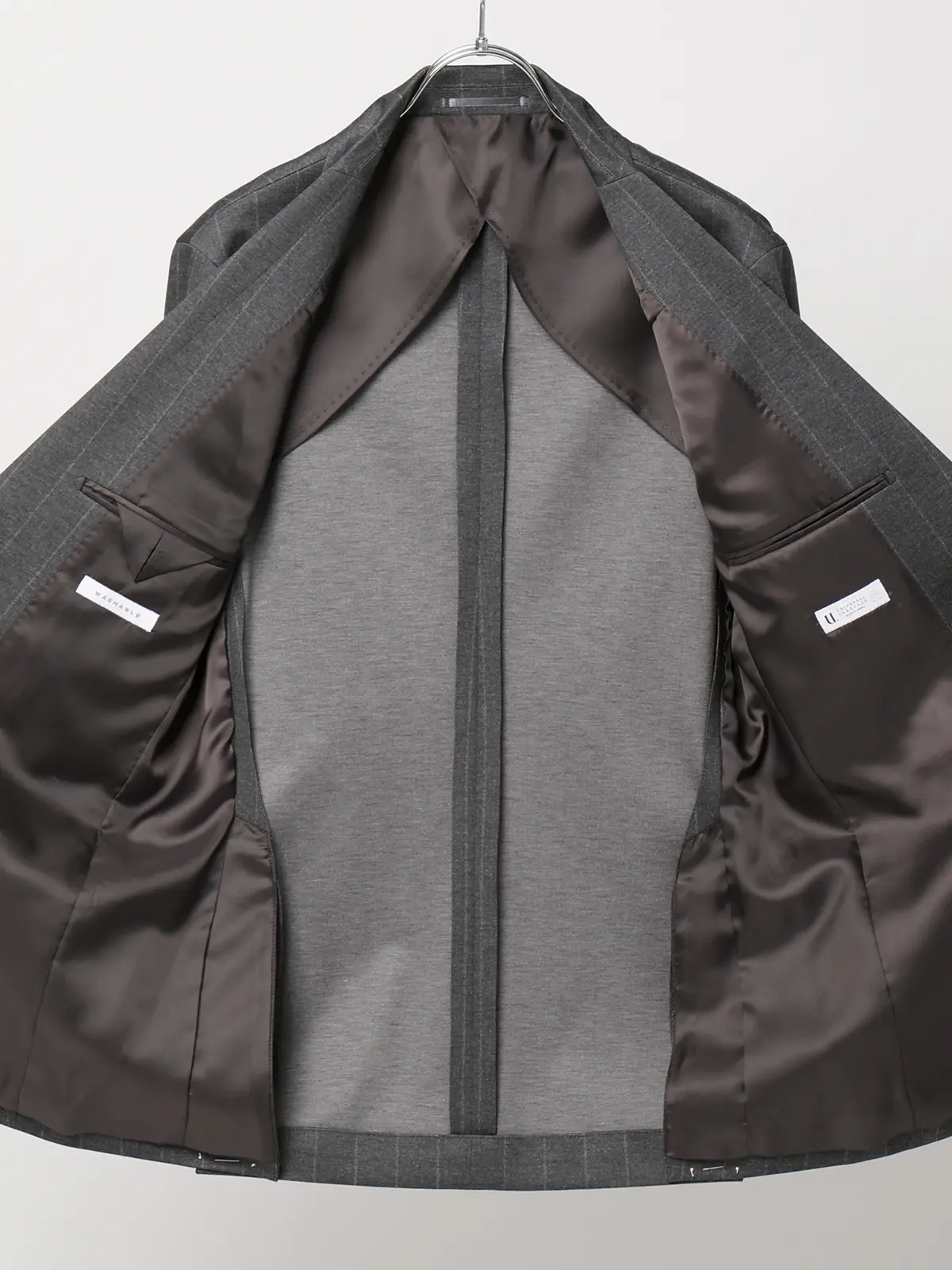 SMACTIVE/ジャケット/ウォッシャブル/ストレッチ/TRジャージー/ストライプ/SL02 グレー SS