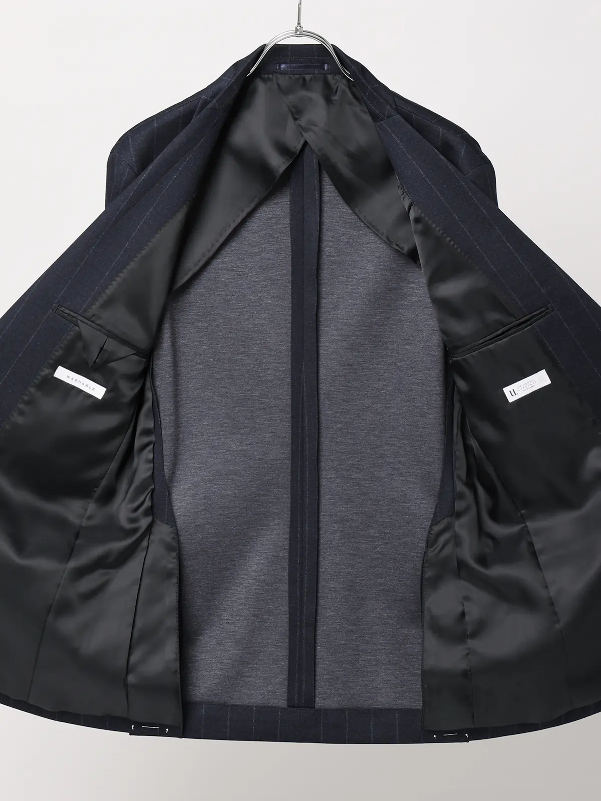 SMACTIVE/ジャケット/ウォッシャブル/ストレッチ/TRジャージー/ストライプ/SL02 ネイビー SS