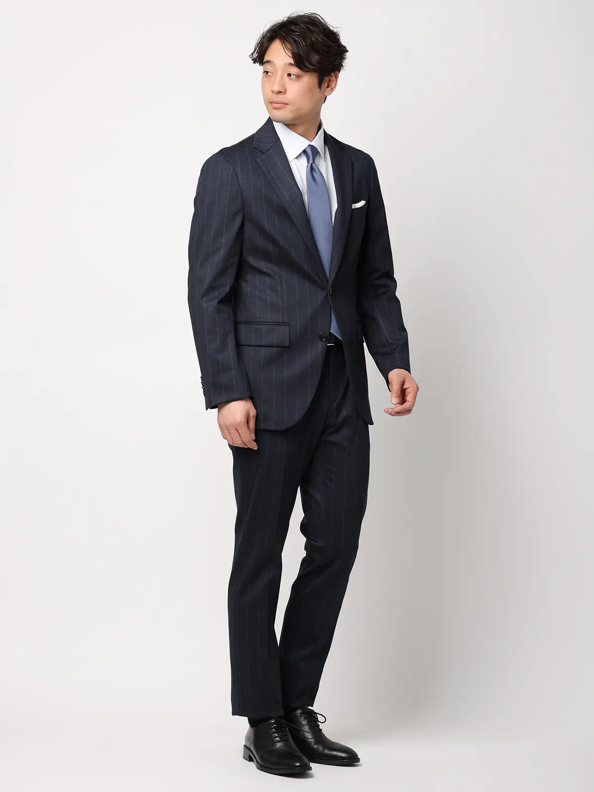 SMACTIVE/ジャケット/ウォッシャブル/ストレッチ/TRジャージー/ストライプ/SL02 ネイビー SS