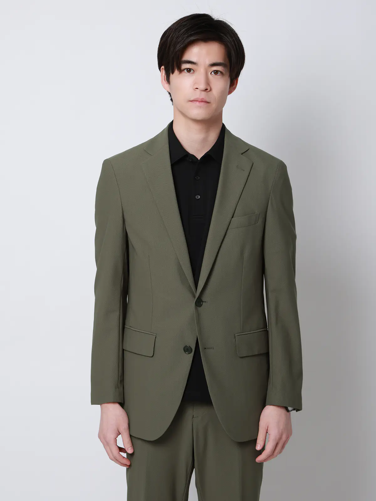 SMACTIVE COOL／ジャケット／ウォッシャブル／トリコットジャージー／織柄／SL02 カーキ S