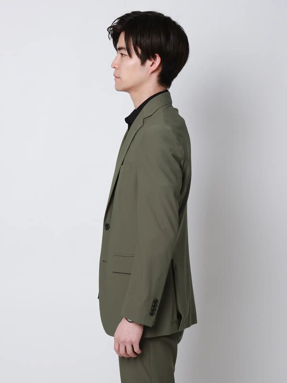 SMACTIVE COOL／ジャケット／ウォッシャブル／トリコットジャージー／織柄／SL02 カーキ S