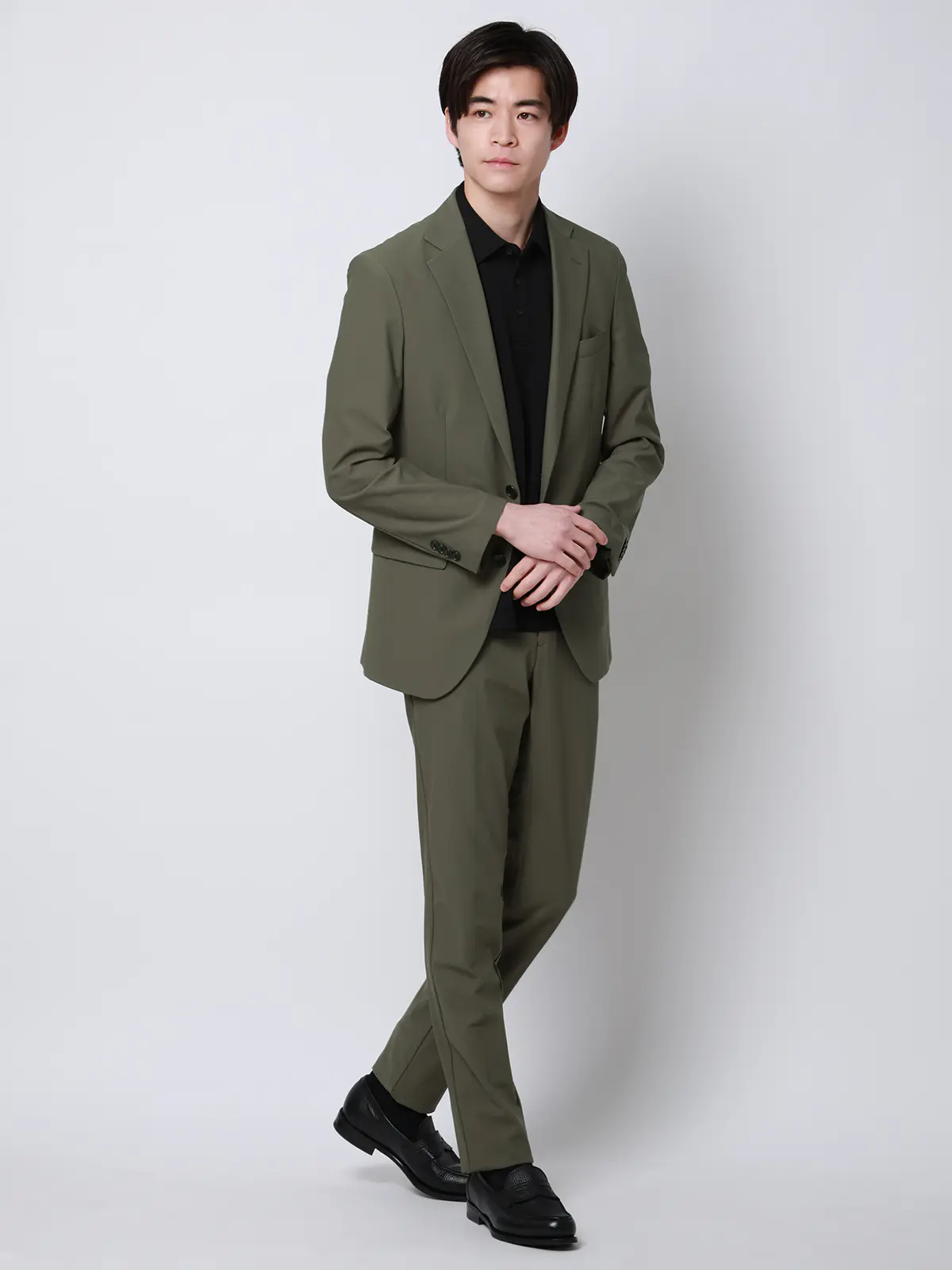 SMACTIVE COOL／ジャケット／ウォッシャブル／トリコットジャージー／織柄／SL02 カーキ S