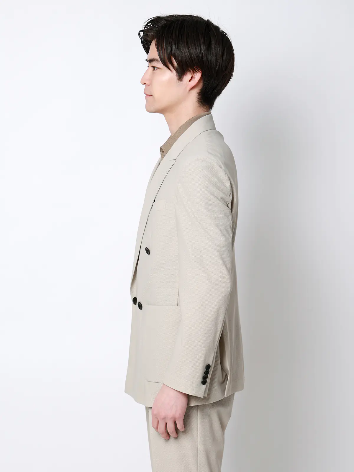 SMACTIVE COOL／ダブルブレストジャケット／ウォッシャブル／トリコットジャージー／SL04 ベージュ S