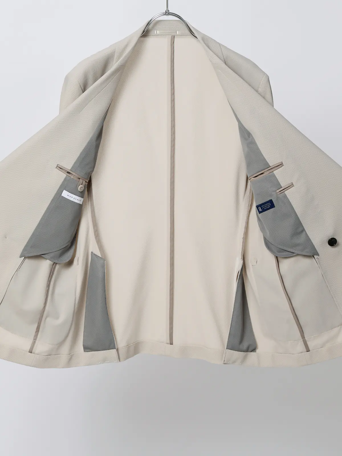 SMACTIVE COOL／ダブルブレストジャケット／ウォッシャブル／トリコットジャージー／SL04 ベージュ S