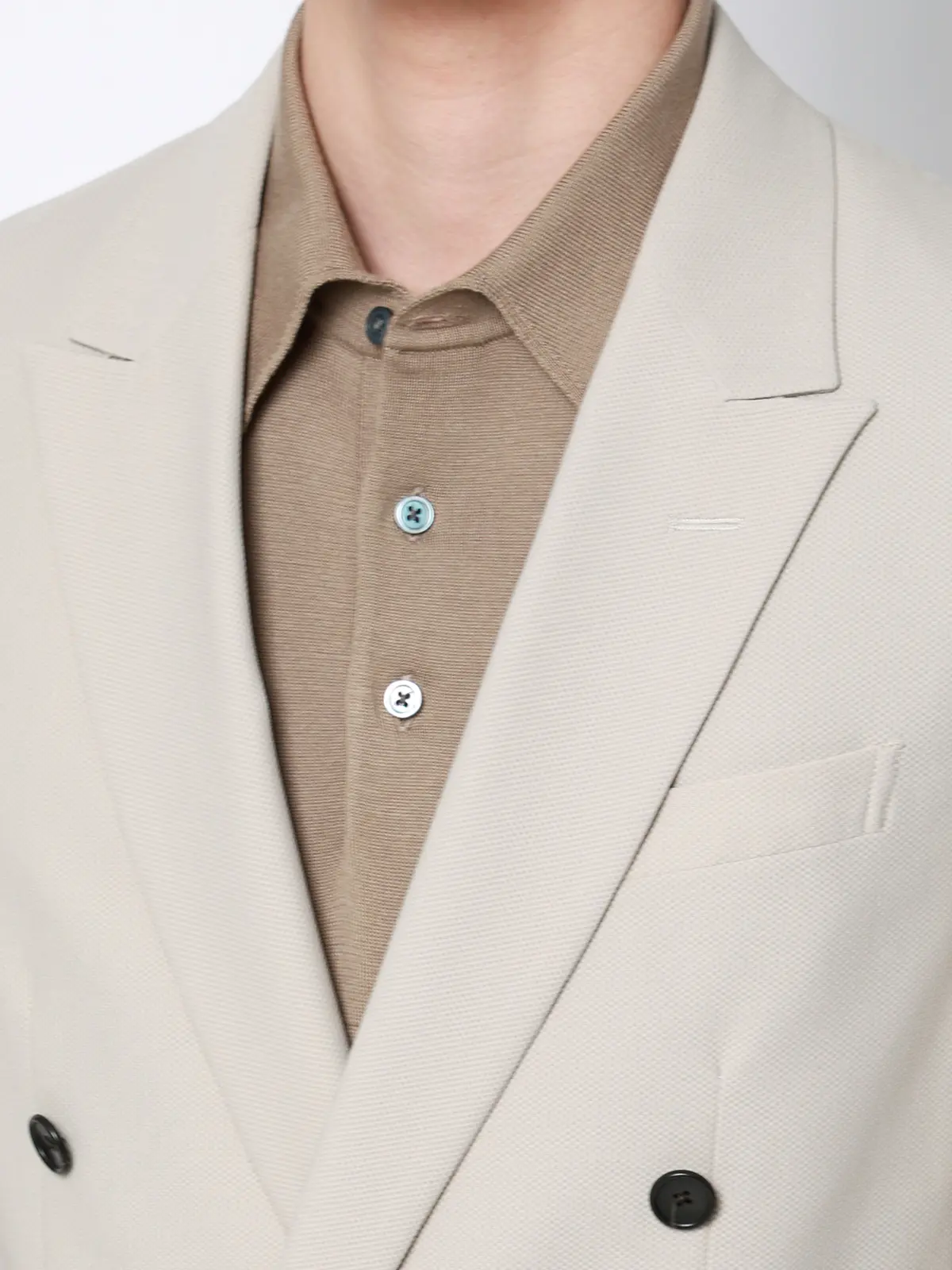 SMACTIVE COOL／ダブルブレストジャケット／ウォッシャブル／トリコットジャージー／SL04 ベージュ S