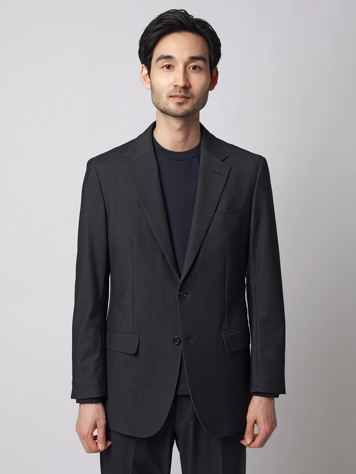 ジャケット／ウォッシャブル／ストレッチ／トリコットジャージー／無地／CR03 ネイビー S