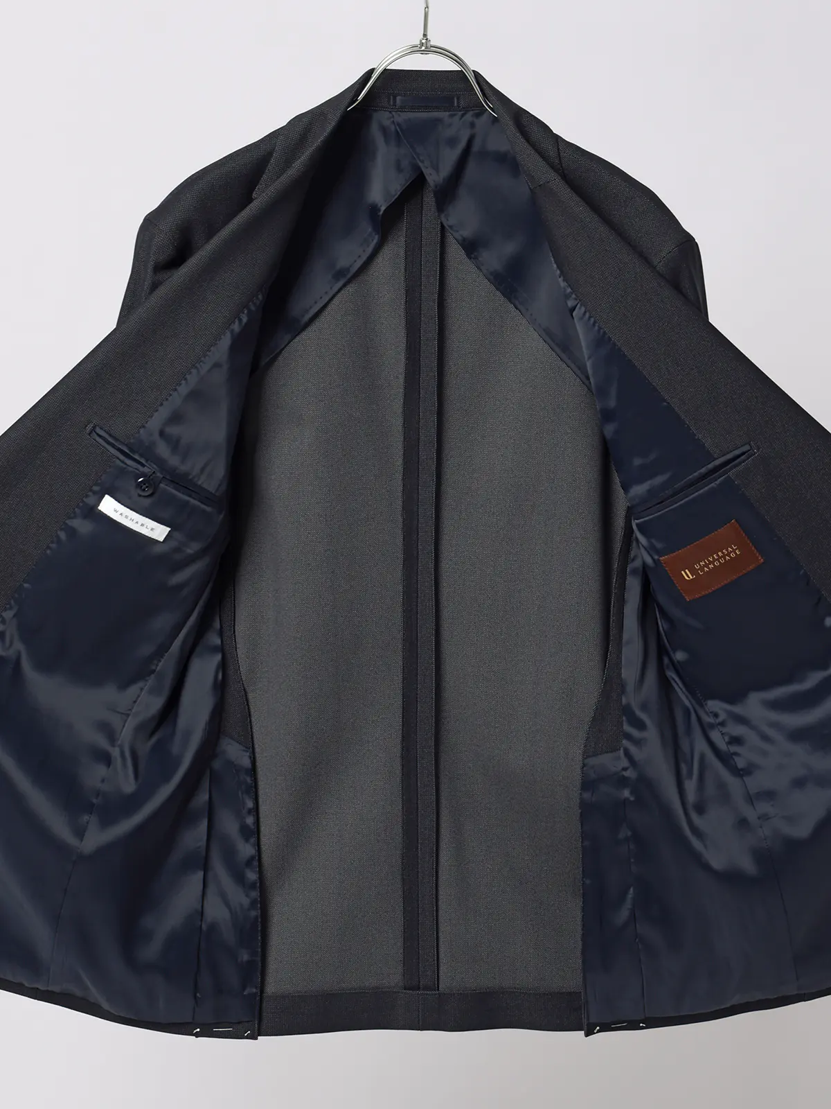 ジャケット／ウォッシャブル／ストレッチ／トリコットジャージー／無地／CR03 ネイビー S