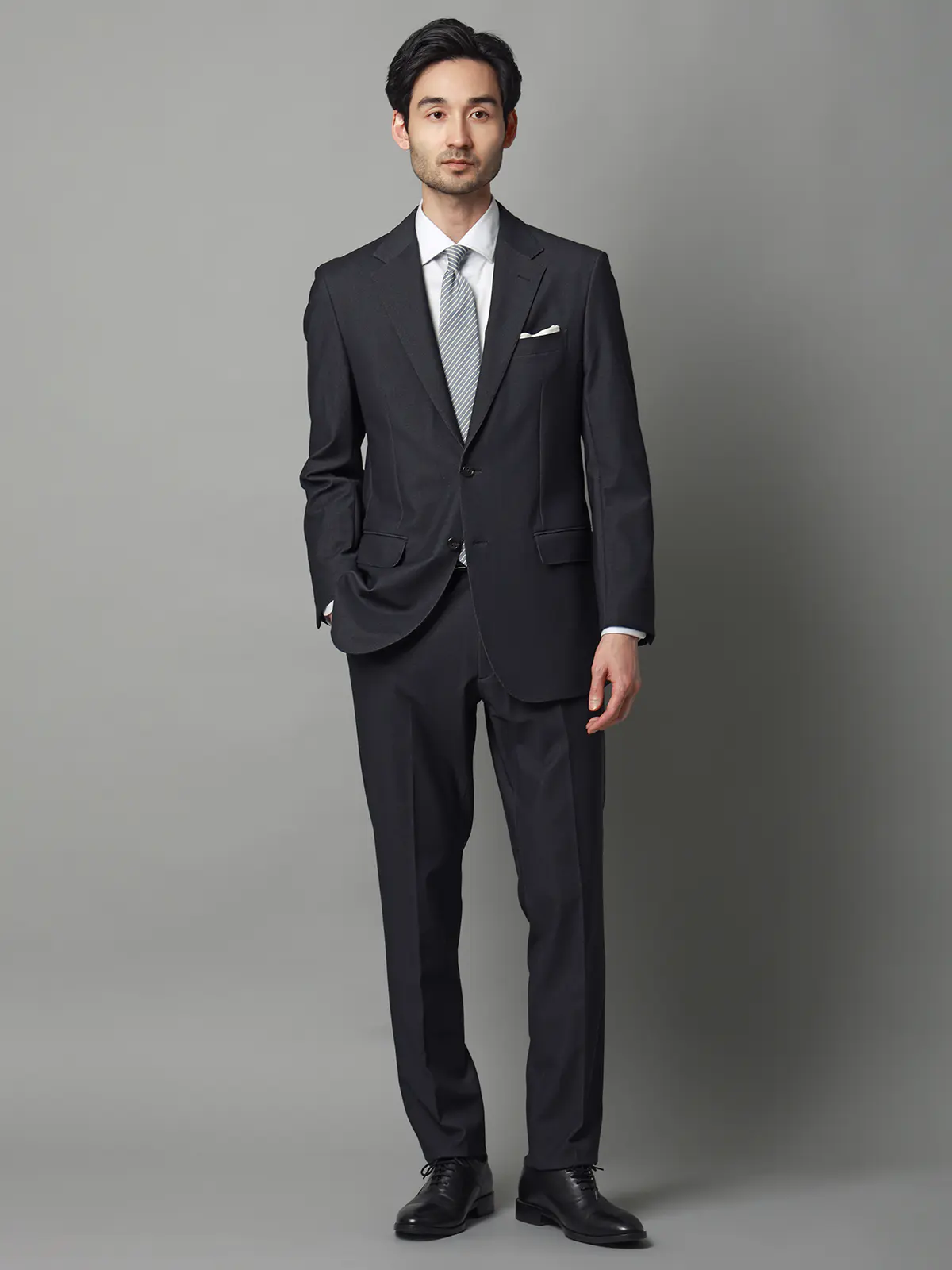 ジャケット／ウォッシャブル／ストレッチ／トリコットジャージー／無地／CR03 ネイビー S