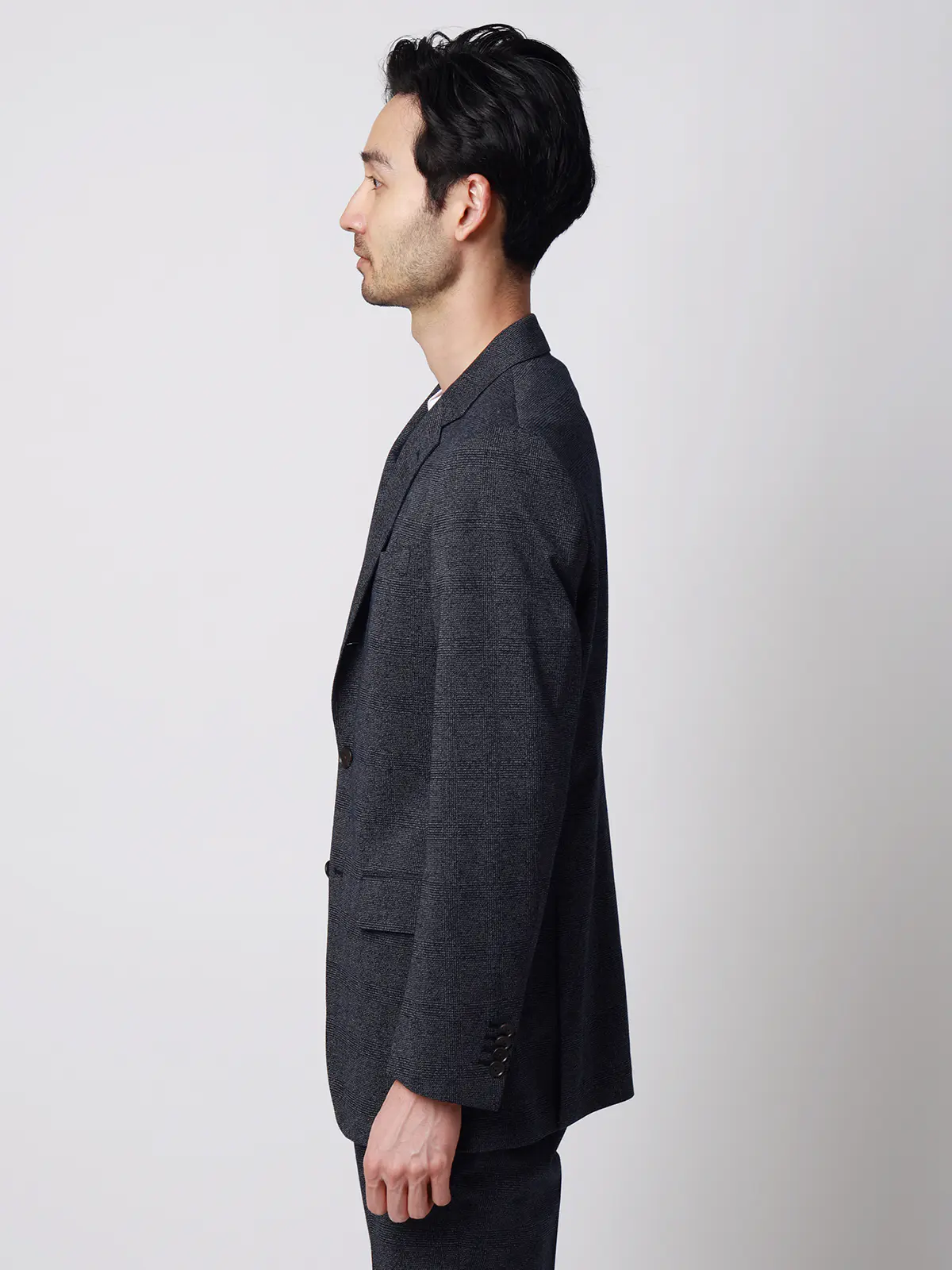 ジャケット／ストレッチ／ハイツイストジャージー／グレンチェック／CR03 ブルー S