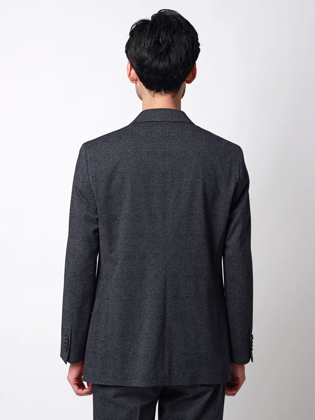 ジャケット／ストレッチ／ハイツイストジャージー／グレンチェック／CR03 ブルー S