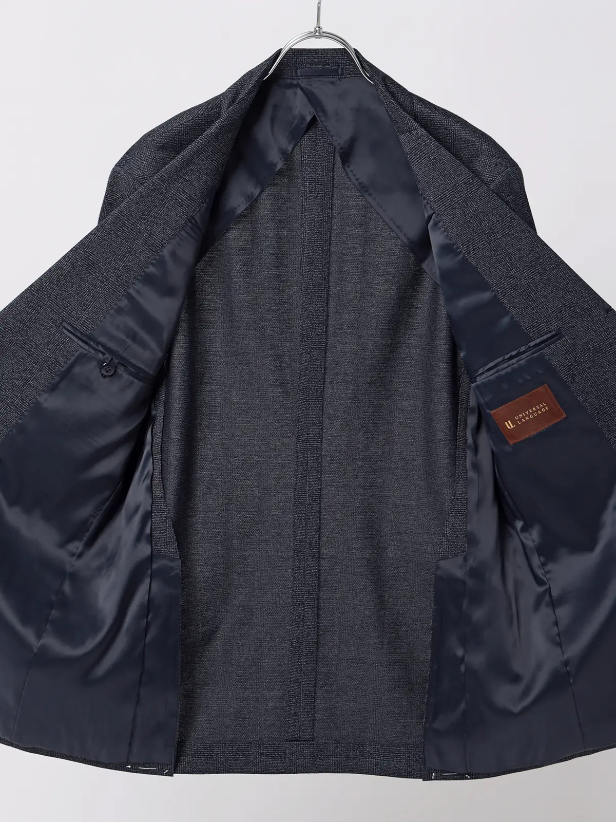 ジャケット／ストレッチ／ハイツイストジャージー／グレンチェック／CR03 ブルー S