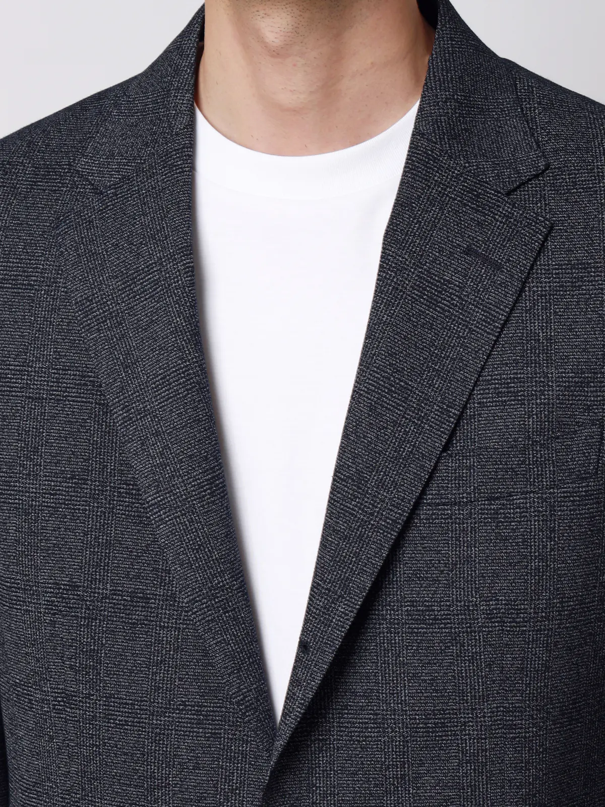 ジャケット／ストレッチ／ハイツイストジャージー／グレンチェック／CR03 ブルー S