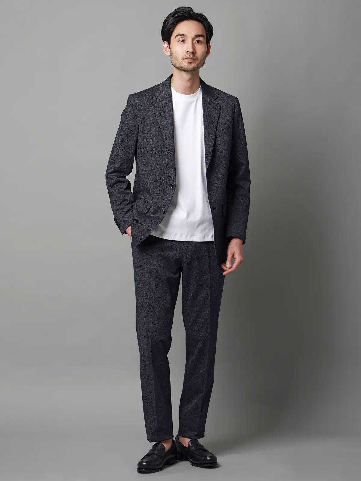 ジャケット／ストレッチ／ハイツイストジャージー／グレンチェック／CR03 ブルー S