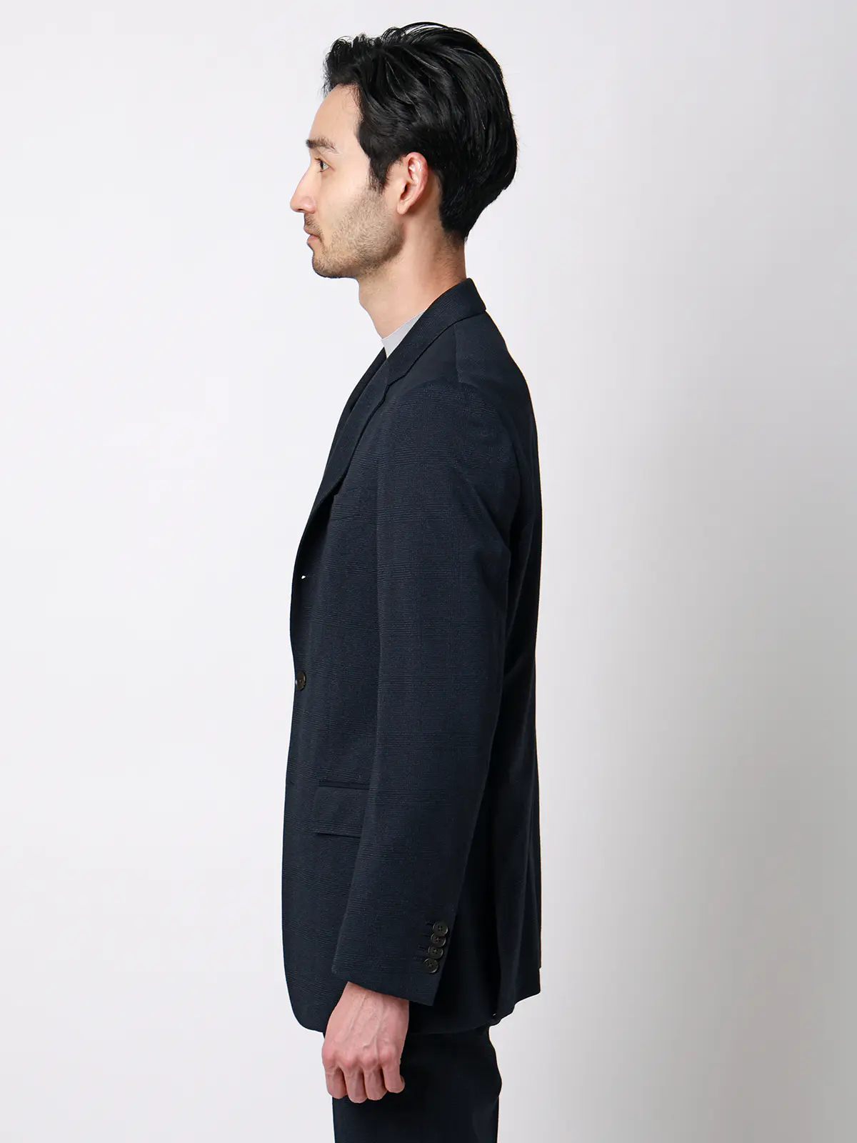 ジャケット／ストレッチ／ハイツイストジャージー／グレンチェック／CR03 ネイビー S