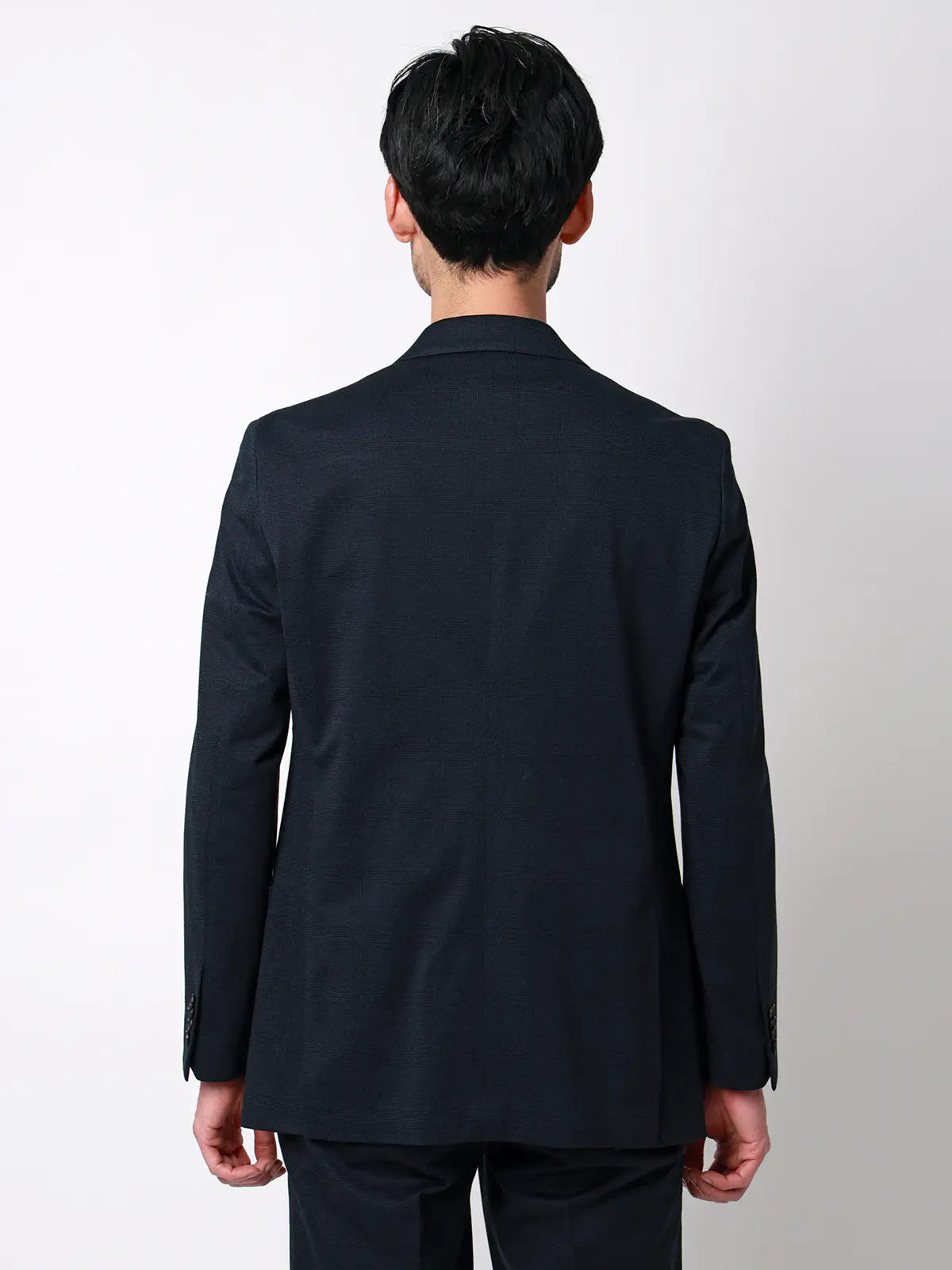 ジャケット／ストレッチ／ハイツイストジャージー／グレンチェック／CR03 ネイビー S