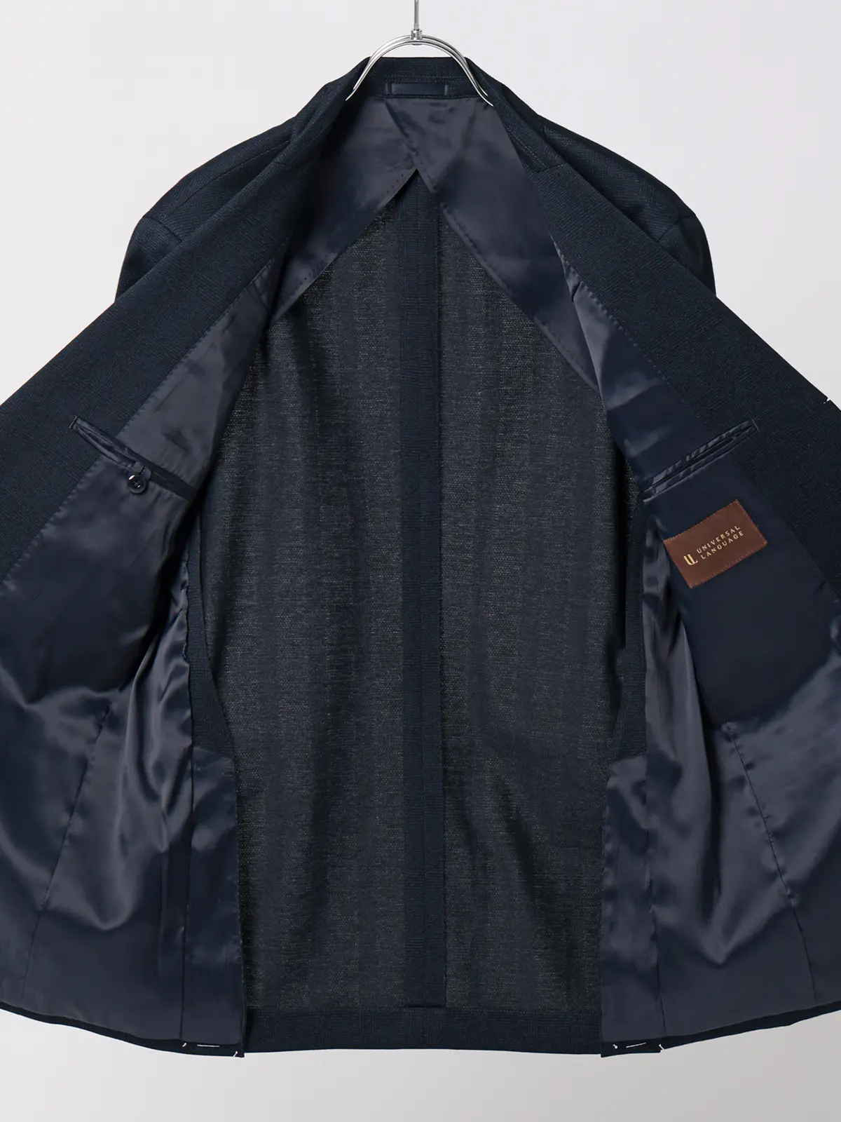 ジャケット／ストレッチ／ハイツイストジャージー／グレンチェック／CR03 ネイビー S