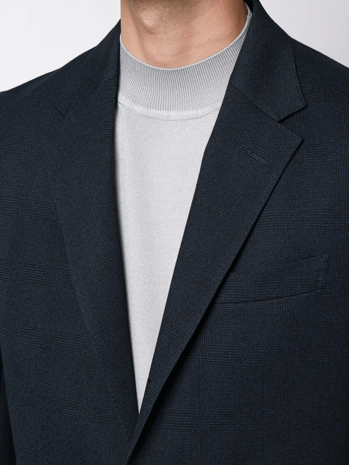 ジャケット／ストレッチ／ハイツイストジャージー／グレンチェック／CR03 ネイビー S