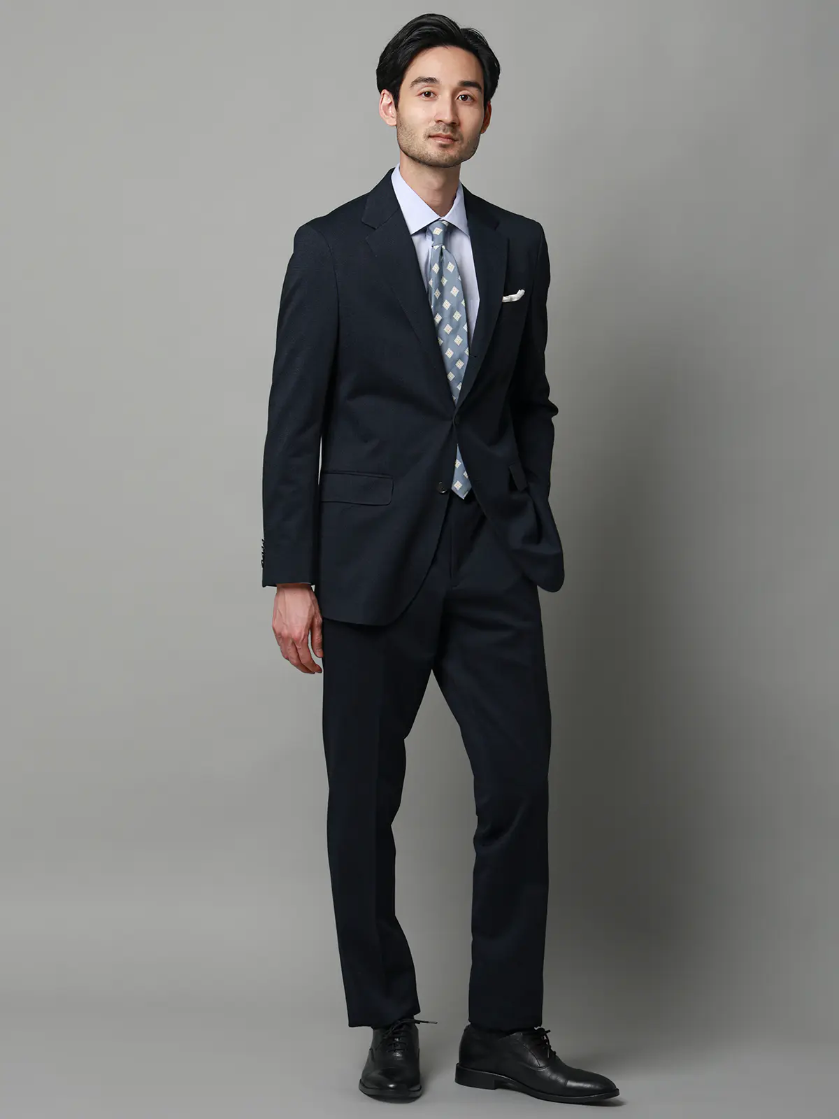 ジャケット／ストレッチ／ハイツイストジャージー／グレンチェック／CR03 ネイビー S